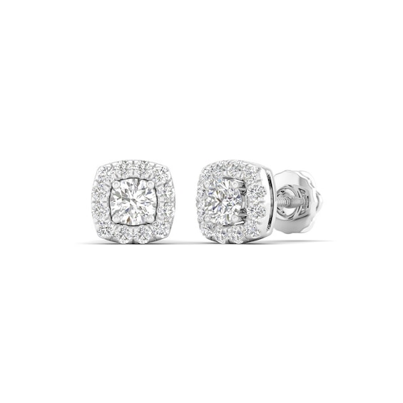 10K Solid White Gold 1/2 CT. T.W. Lab-Created Diamond Small Halo Studs