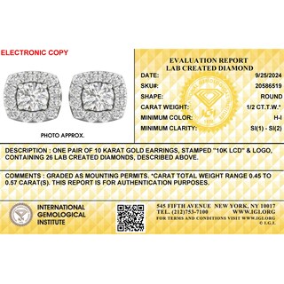 10K Solid White Gold 1/2 CT. T.W. Lab-Grown Diamond Small Halo Studs