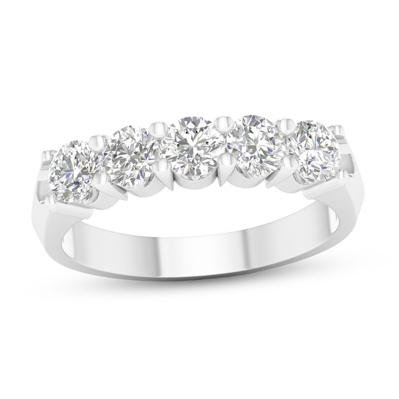 Main Image 1 of ​​​​​​​​​​​​​​10K Solid White Gold 1 CT. T.W. Lab-Grown Diamond Five Stone Ring