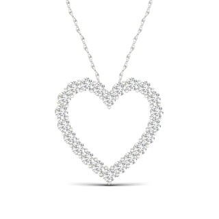 ​​​​​​​​​​​​​​10K White Gold 1 CT. T.W. Lab-Grown Diamond Heart Outline Necklace - 17.75"
