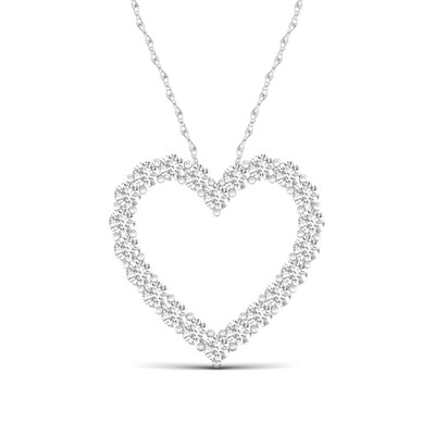 ​​​​​​​​​​​​​​10K White Gold 1 CT. T.W. Lab-Grown Diamond Heart Outline Necklace - 17.75"