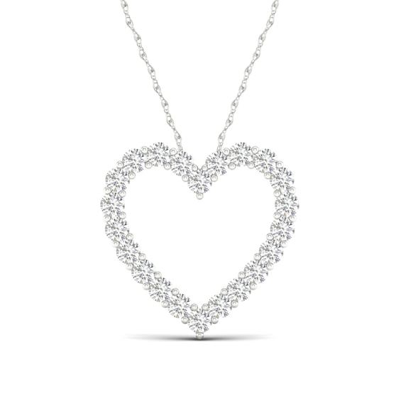 ​​​​​​​​​​​​​​10K White Gold 1 CT. T.W. Lab-Grown Diamond Heart Outline Necklace - 17.75"