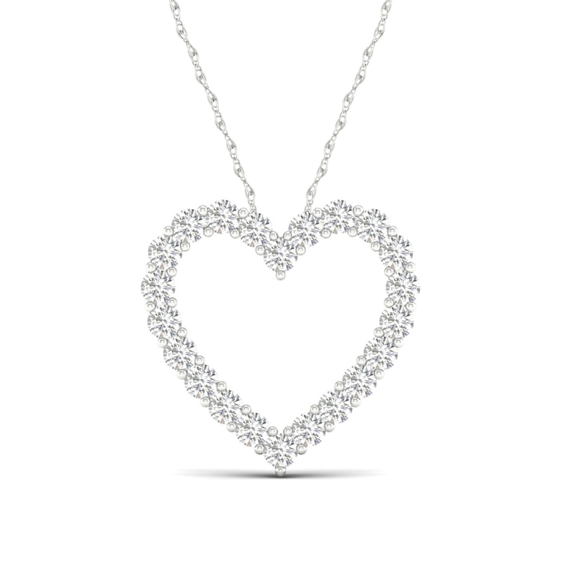 10K White Gold 1 CT. T.W. Lab-Grown Diamond Heart Outline Necklace - 17.75"