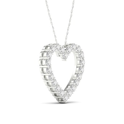 ​​​​​​​​​​​​​​10K White Gold 1 CT. T.W. Lab-Grown Diamond Heart Outline Necklace - 17.75"