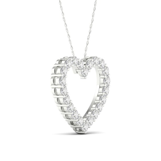 ​​​​​​​​​​​​​​10K White Gold 1 CT. T.W. Lab-Grown Diamond Heart Outline Necklace - 17.75"
