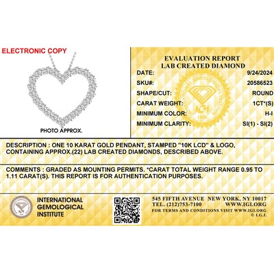 ​​​​​​​​​​​​​​10K White Gold 1 CT. T.W. Lab-Grown Diamond Heart Outline Necklace - 17.75"