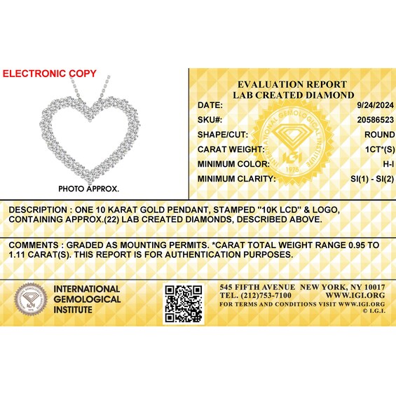 ​​​​​​​​​​​​​​10K White Gold 1 CT. T.W. Lab-Grown Diamond Heart Outline Necklace - 17.75"