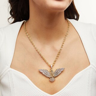 ​​​​​​​14K Gold Plated 1/3 CT. T.W. Diamond Eagle Necklace Charm