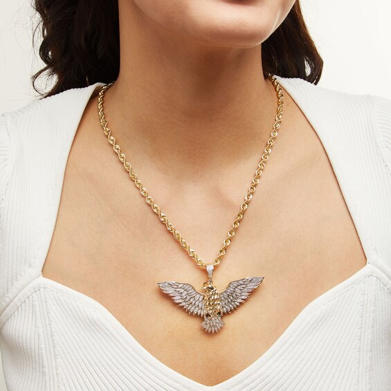 ​​​​​​​14K Gold Plated 1/3 CT. T.W. Diamond Eagle Necklace Charm