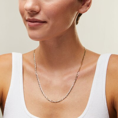 10K Solid Gold Pavé Mariner Chain - 20"