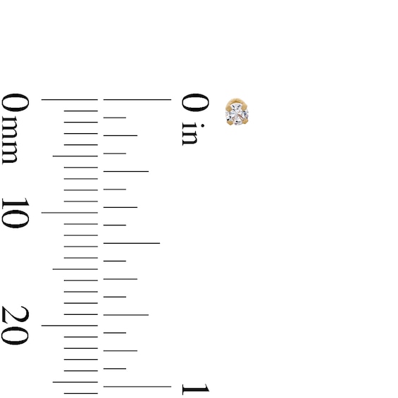 14K Solid Gold CZ 2mm Piercing  Stud