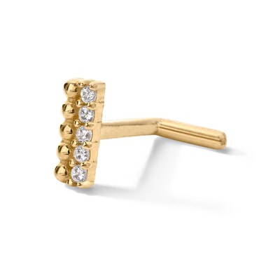 ​​​​​​​14K Gold CZ Bar L-Shape Nose Stud - 18G 5/16"