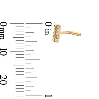​​​​​​​14K Gold CZ Bar L-Shape Nose Stud - 18G 5/16"