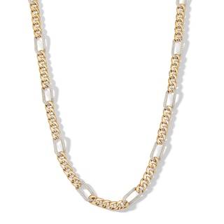 14K Gold Plated 1 CT. T.W. Diamond Curb Link Paperclip Chain - 22"