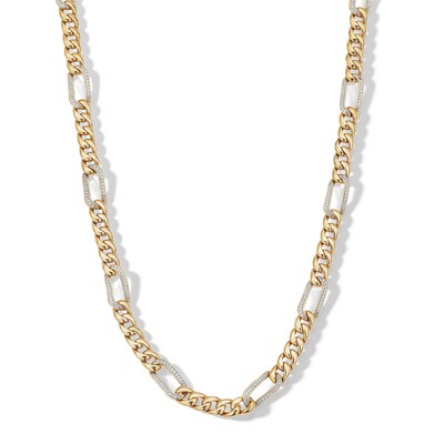 14K Gold Plated 1 CT. T.W. Diamond Curb Link Paperclip Chain - 22"