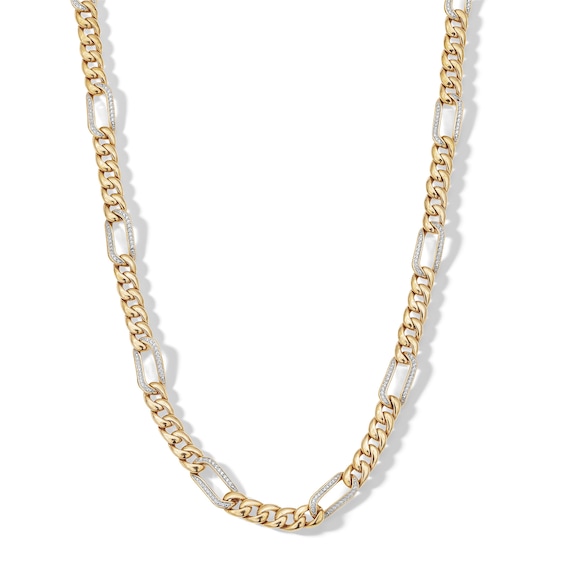 14K Gold Plated 1 CT. T.W. Diamond Curb Link Paperclip Chain - 22"