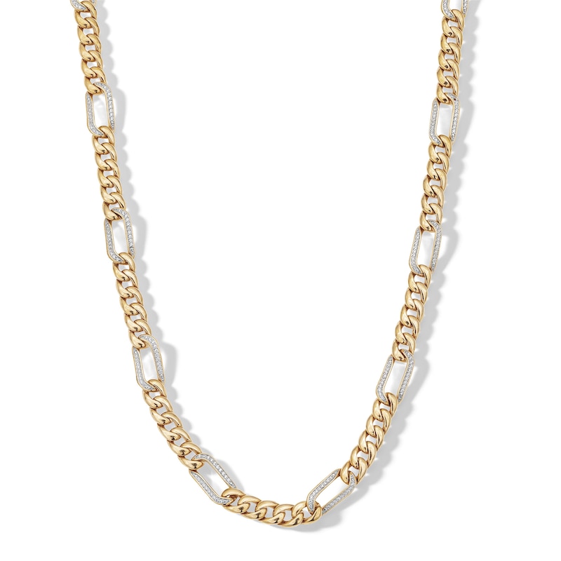 14K Gold Plated 1 CT. T.W. Diamond Curb Link Paperclip Chain - 22"