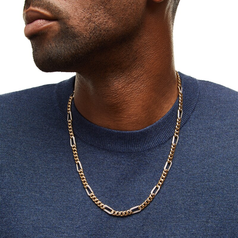 14K Gold Plated 1 CT. T.W. Diamond Curb Link Paperclip Chain - 22"
