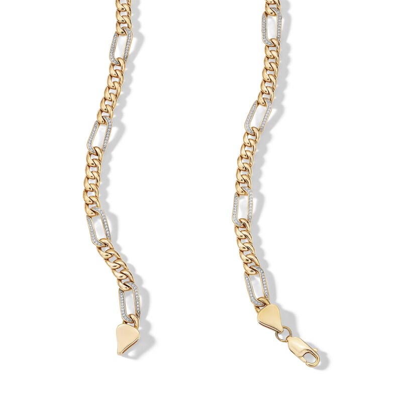 14K Gold Plated 1 CT. T.W. Diamond Curb Link Paperclip Chain - 22"