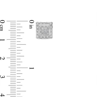 Sterling Silver 1/5 CT. T.W. Diamond Large Concave Square Studs