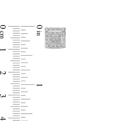 Sterling Silver 1/5 CT. T.W. Diamond Large Concave Square Studs
