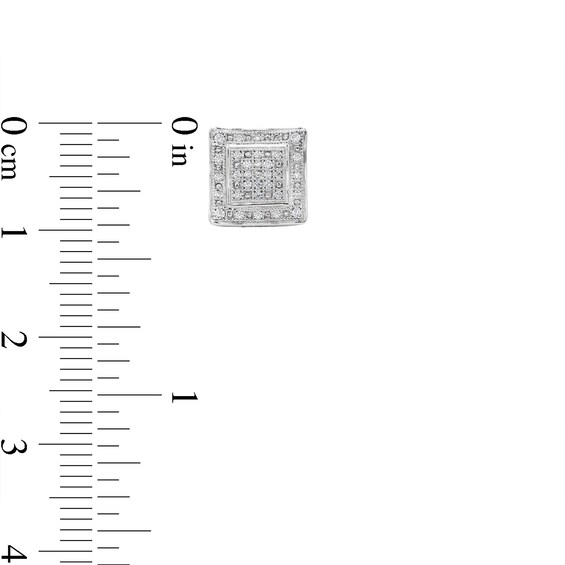 Sterling Silver 1/5 CT. T.W. Diamond Large Concave Square Studs