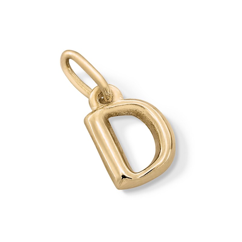10K Hollow Gold D Initial Necklace Charm