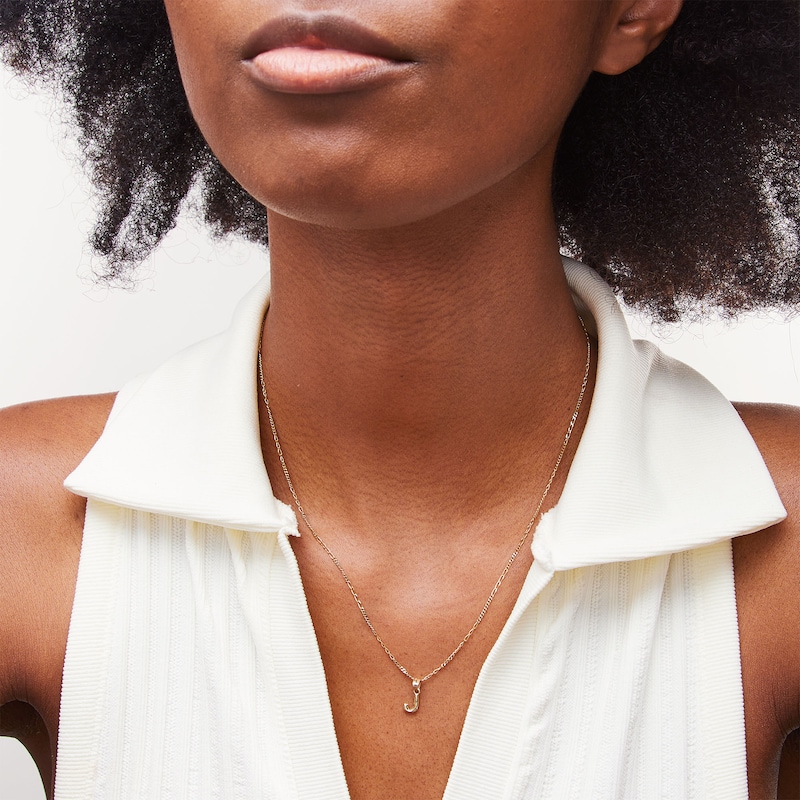 Main Image 2 of 10K Hollow Gold J Initial Necklace Charm