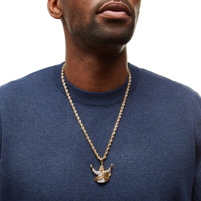 14K Gold Plated 1 CT. T.W. Diamond Open Armed Jesus Necklace Charm