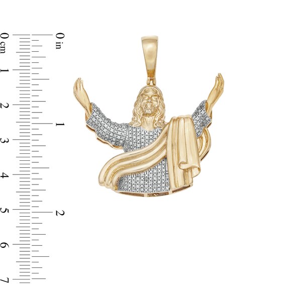 14K Gold Plated 1 CT. T.W. Diamond Open Armed Jesus Necklace Charm