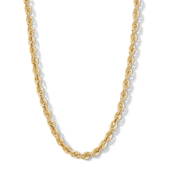 10K Hollow Gold Bonded Diamond-Cut Rope Chain - 22"