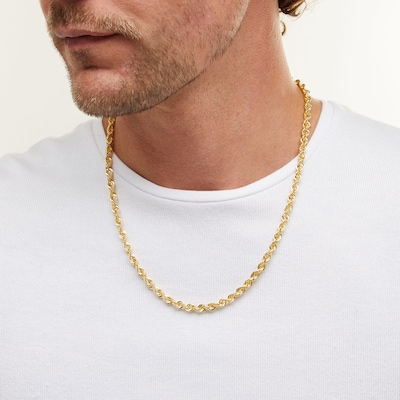 10K Hollow Gold Bonded Diamond-Cut Rope Chain - 22"
