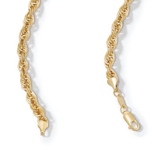 10K Hollow Gold Bonded Diamond-Cut Rope Chain - 22"