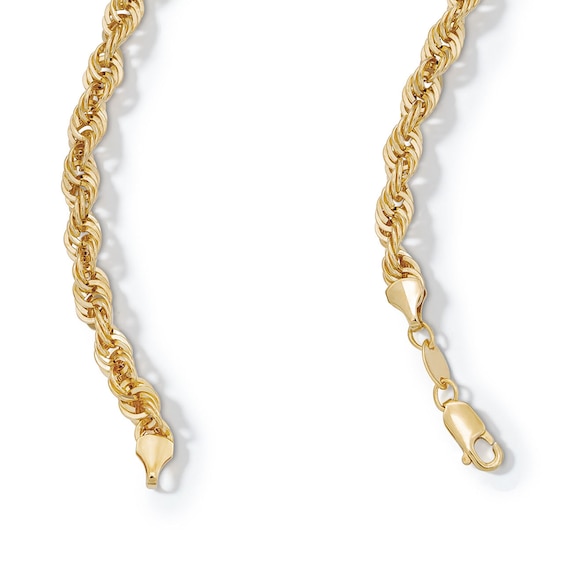 10K Hollow Gold Bonded Diamond-Cut Rope Chain - 22"
