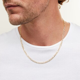 14K Solid Gold Bonded Figaro Chain - 20"