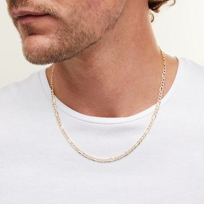14K Solid Gold Bonded Figaro Chain - 20"