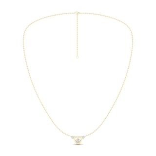 14K Gold Plated 1/6 CT. T.W. Lab-Grown Diamond Three Stone Heart Pendant Necklace - 18"