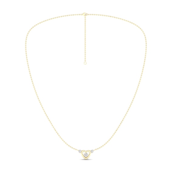 ​​​​​​​14K Gold Plated 1/6 CT. T.W. Lab-Created Diamond Three Stone Heart Pendant Necklace - 18"