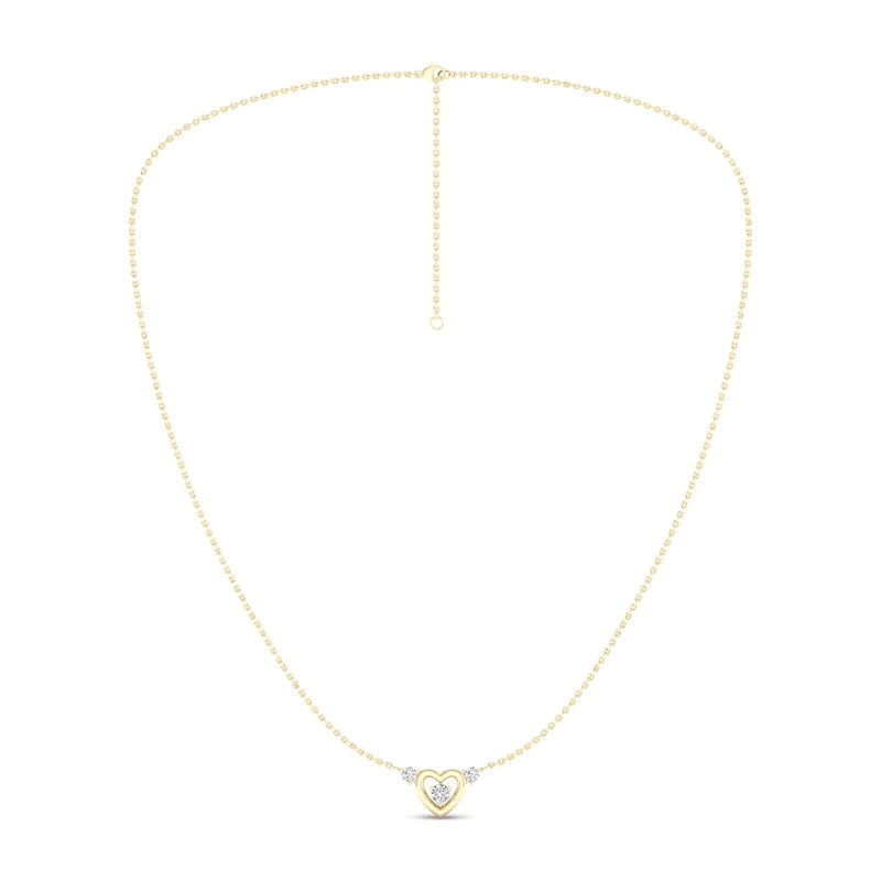 Main Image 1 of 14K Gold Plated 1/6 CT. T.W. Lab-Grown Diamond Three Stone Heart Pendant Necklace - 18"