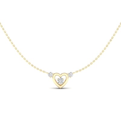 14K Gold Plated 1/6 CT. T.W. Lab-Grown Diamond Three Stone Heart Pendant Necklace - 18"
