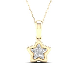 ​​​​​​​​​​​​​​14K Gold Plated 1/15 CT. T.W. Lab-Grown Diamond Star Pendant - 16" + 2"