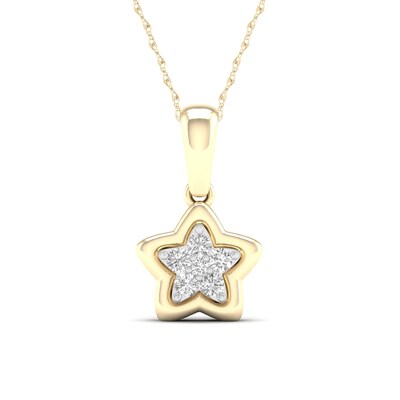 ​​​​​​​​​​​​​​14K Gold Plated 1/15 CT. T.W. Lab-Grown Diamond Star Pendant - 16" + 2"