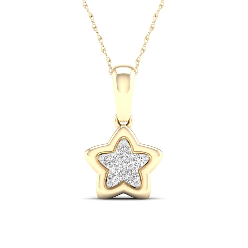 14K Gold Plated 1/15 CT. T.W. Lab-Grown Diamond Star Pendant - 16" + 2"
