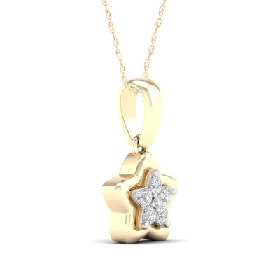 ​​​​​​​​​​​​​​14K Gold Plated 1/15 CT. T.W. Lab-Grown Diamond Star Pendant - 16" + 2"
