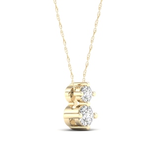 10K Solid Gold 1/6 CT. T.W. Lab-Grown Diamond Two Stone Pendant - 18"