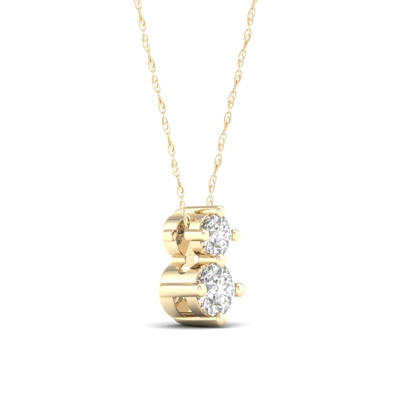 Main Image 5 of 10K Solid Gold 1/6 CT. T.W. Lab-Grown Diamond Two Stone Pendant - 18"