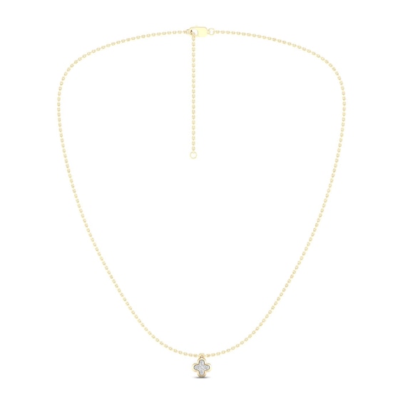 14K Gold Plated 1/15 CT.T.W. Lab-Grown Diamond Clover Pendant - 16" + 2"