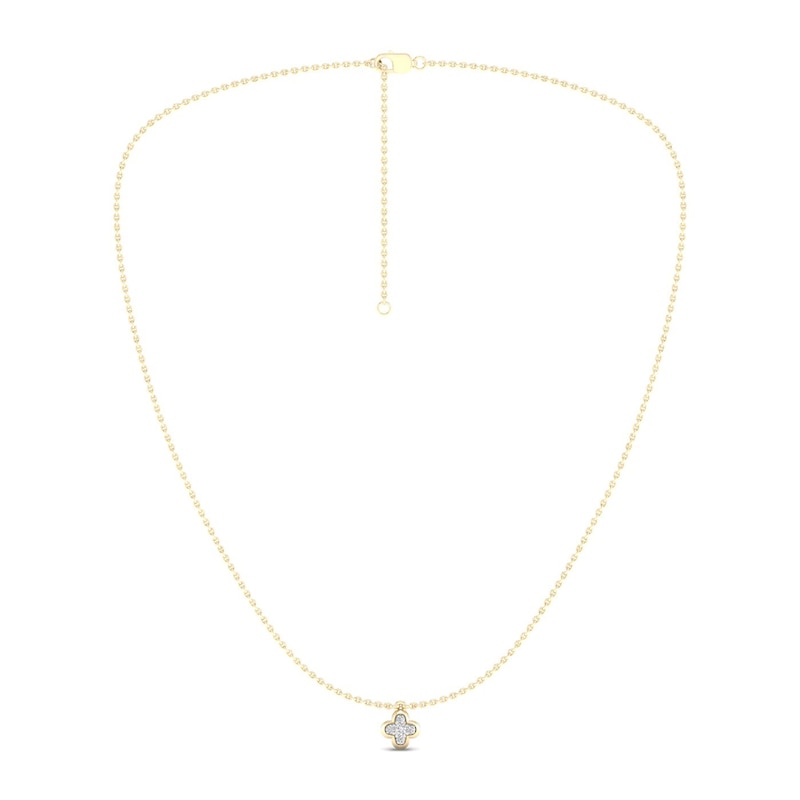 14K Gold Plated 1/15 CT.T.W. Lab-Grown Diamond Clover Pendant - 16" + 2"