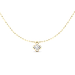 14K Gold Plated 1/15 CT.T.W. Lab-Grown Diamond Clover Pendant - 16" + 2"