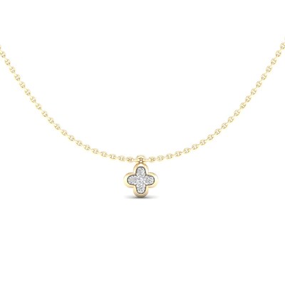 14K Gold Plated 1/15 CT.T.W. Lab-Grown Diamond Clover Pendant - 16" + 2"